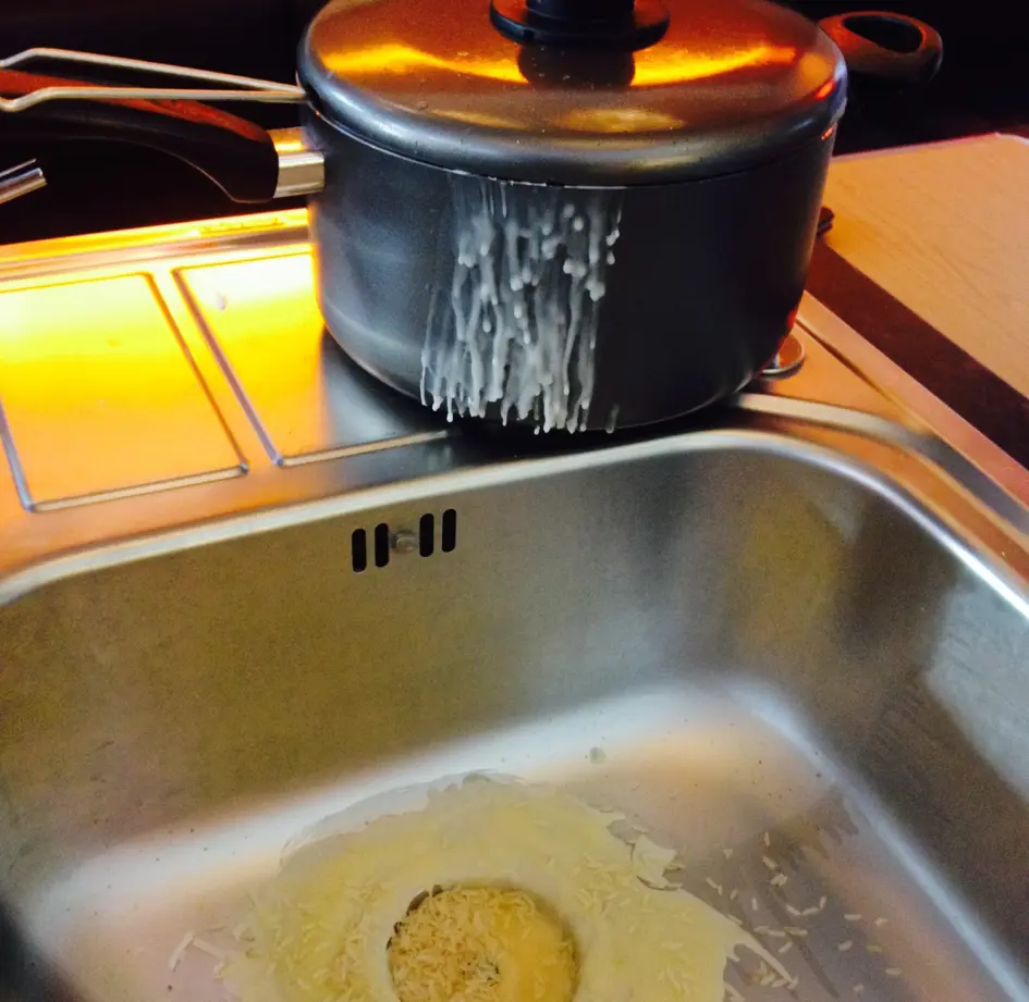 Panwithgrease,Fatandfoodinsink