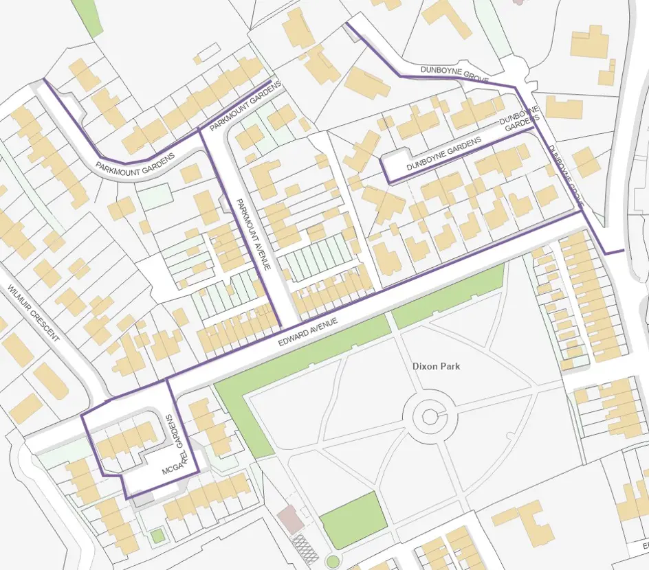 Initial Works Location Detailed In Purple