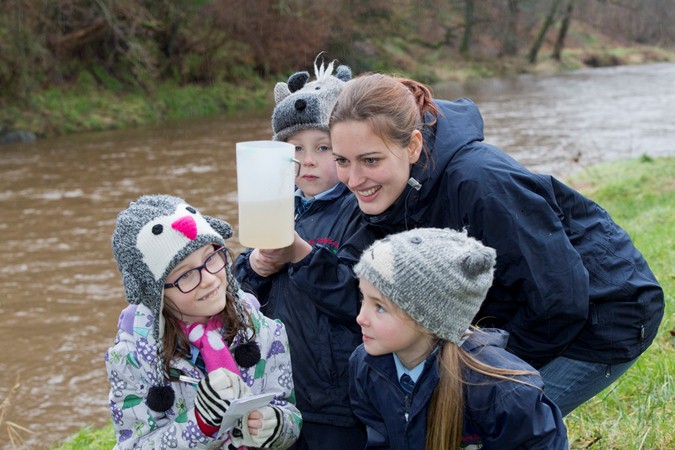Pictured at their local wetland are Aine Goodwin, Joe McCaughey and Siofra Gallagher with NI Waters Anna Marshall | NI Water News