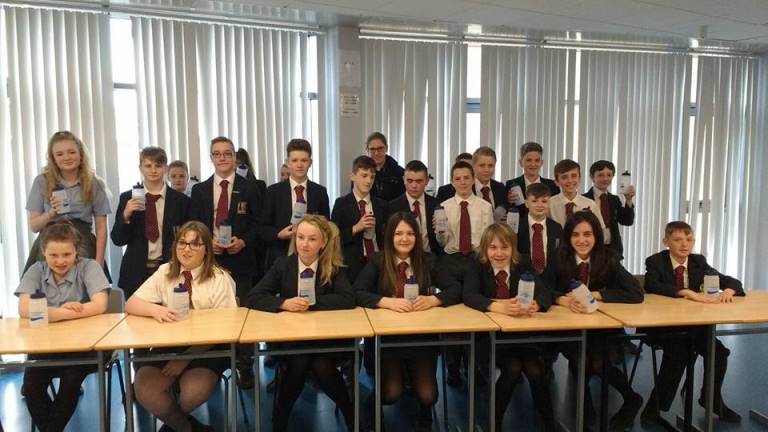 We have visited Lisneal College in the Waterside area of the city and donated NI Water branded reusable waterbottles to students about to sit exams | NI Water News