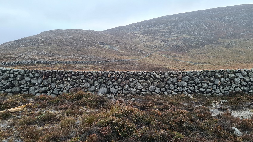 Photo showing Slievenaglogh wall following restoration
