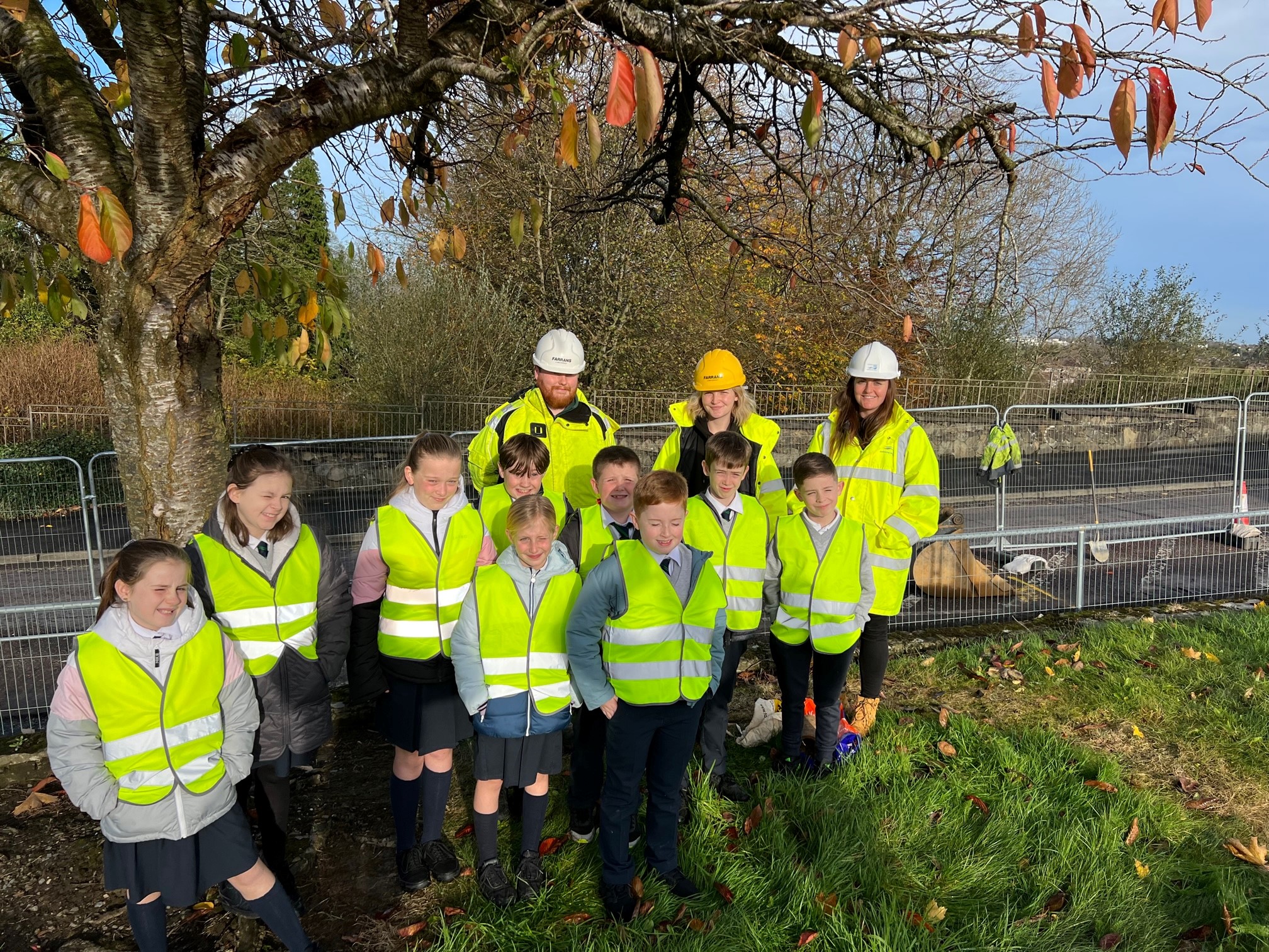 Pjoto of colleagues and pupils at site visit