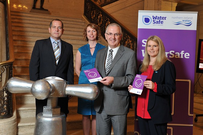 L-R Michael McGreevy NI Water, Dymphna Gallagher NI Water, Regional Development Minister Danny Kennedy and interim Chief Executive Sara Venning | NI Water News