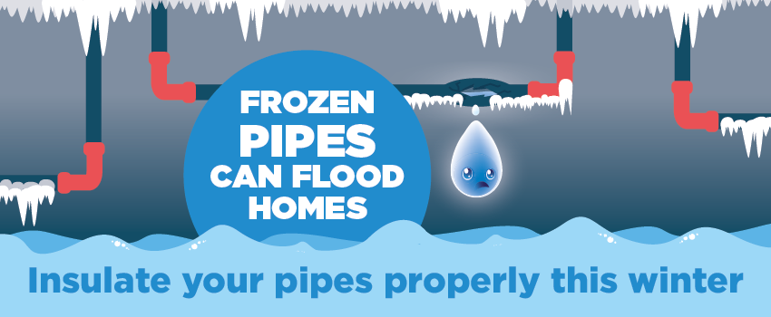 Frozen Pipes can flood homes - Insulate your pipes properly this winter