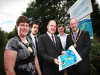 (L-R) Mayor of Castlereagh Cllr Vivienne McCoy, Kenny Elliott Atkins, Mike Collins NI Water, Sean Deal Graham Construction, and Deputy Lord Mayor of Belfast Cllr William Humphrey. | NI Water News