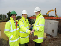 (L-R) Tim Cunningham Biwater Graham, Mayor of Larne Cllr Andy Wilson, and Neil Brady of NI Water pictured on site at Mullaghboy Wastewater Treatment Works. | NI Water News