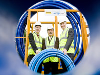 (L-R) Eamonn Sweeney Farrans Construction, Trevor Haslett NI Water and Adrian Dixon of Lagan Construction prepare for the start of the new phase of the Water Mains Rehabilitation Programme | NI Water News